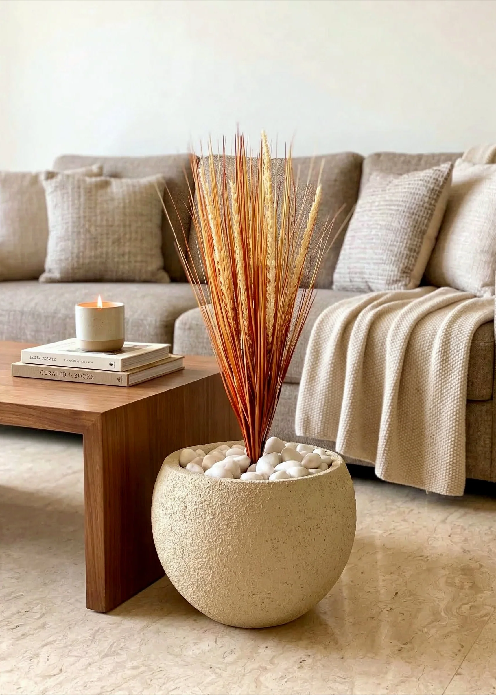 Artificial Amber Pennisetum Pampas Bunch - 2 Feet - Image 4