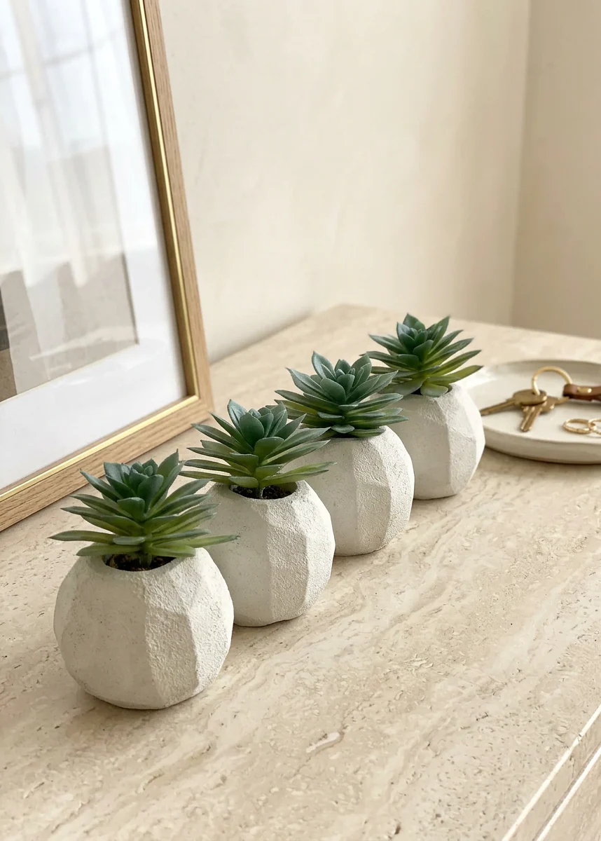 Artificial Beige & Grey Duo Succulent - Set of 4 - Image 4