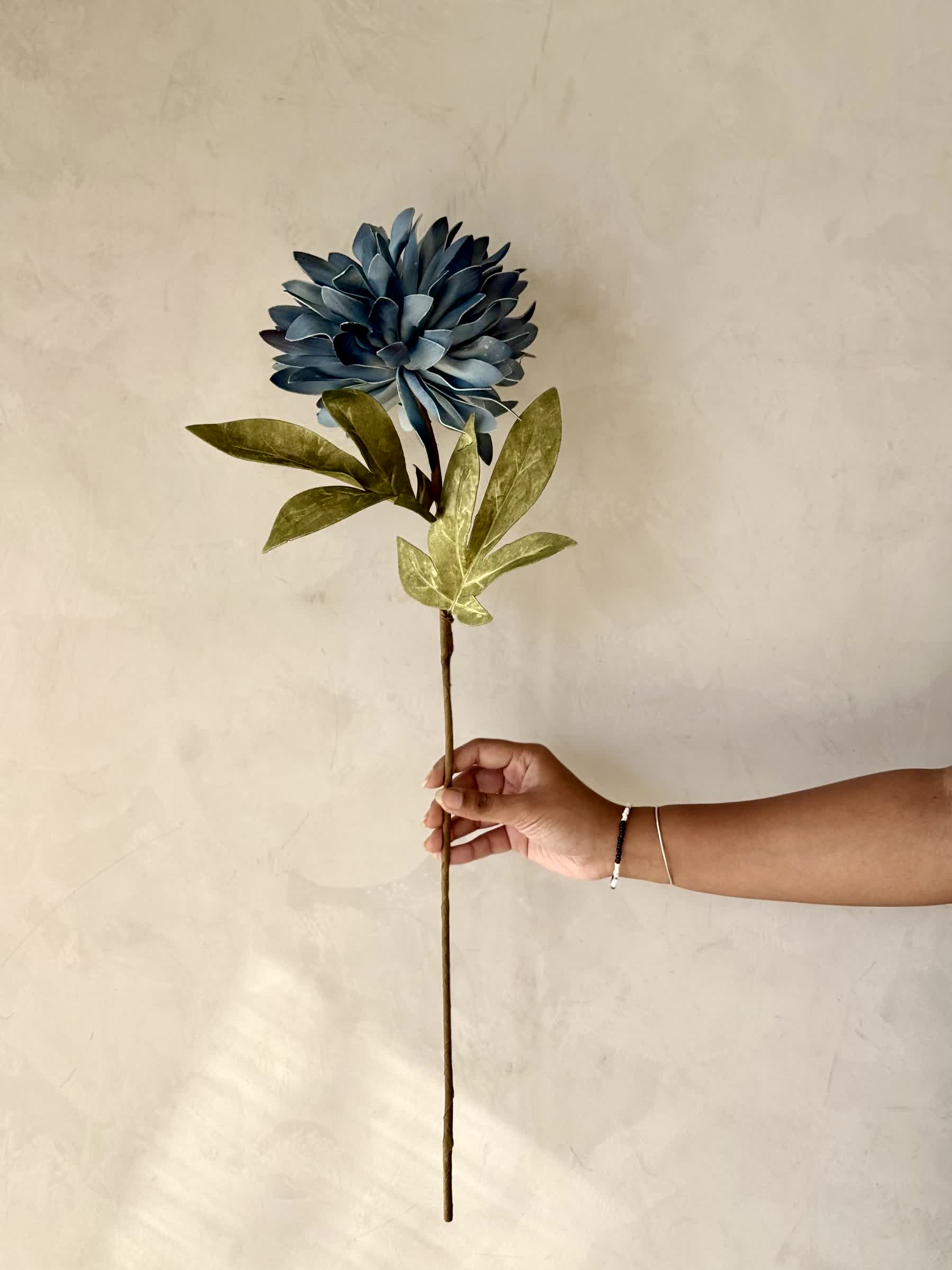 Artificial Dali Dahlia Flower Stem - Blue (One Stem) - Image 3