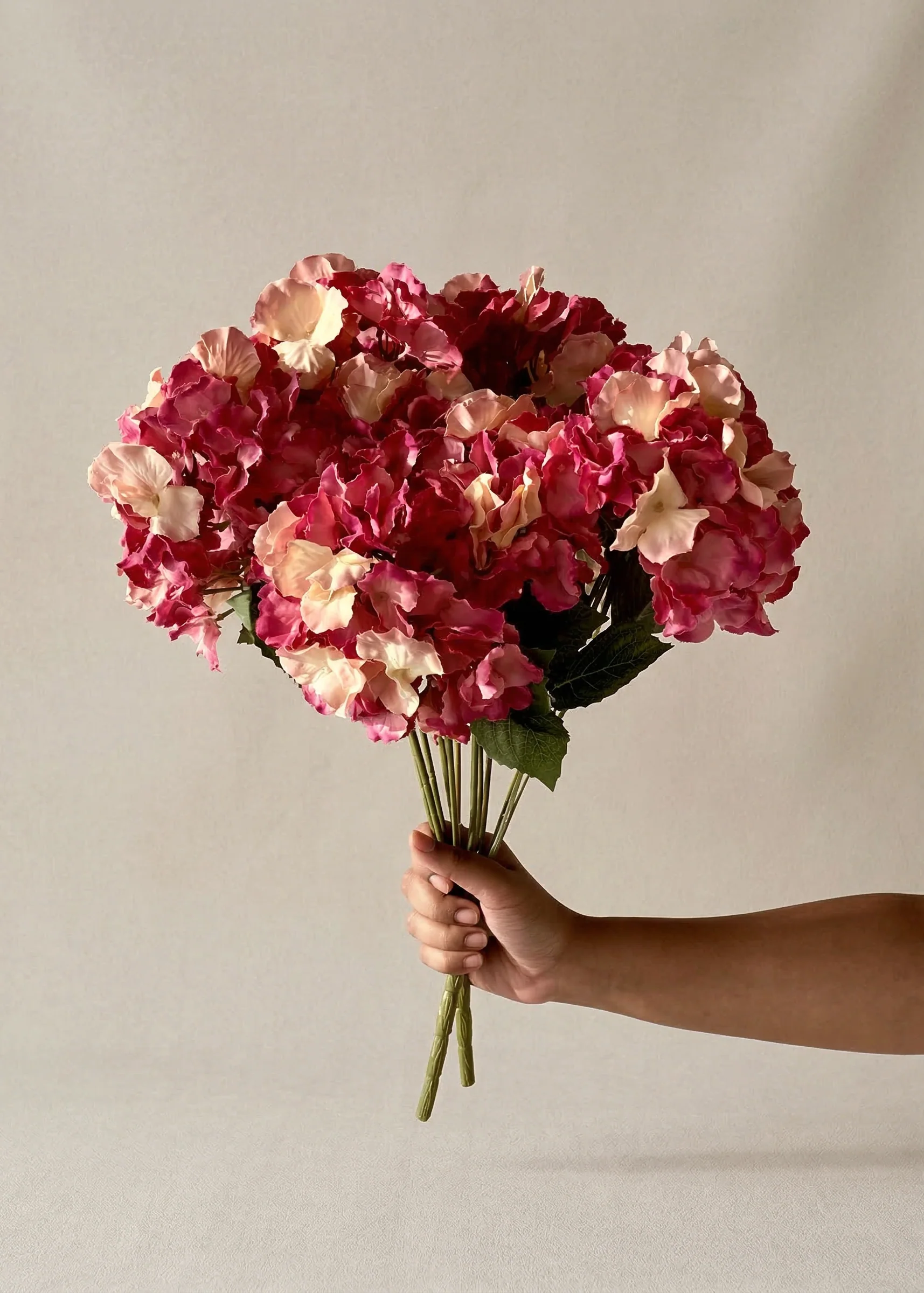 Artificial Hydrangea Flower Pink - Set of 2 - Image 3