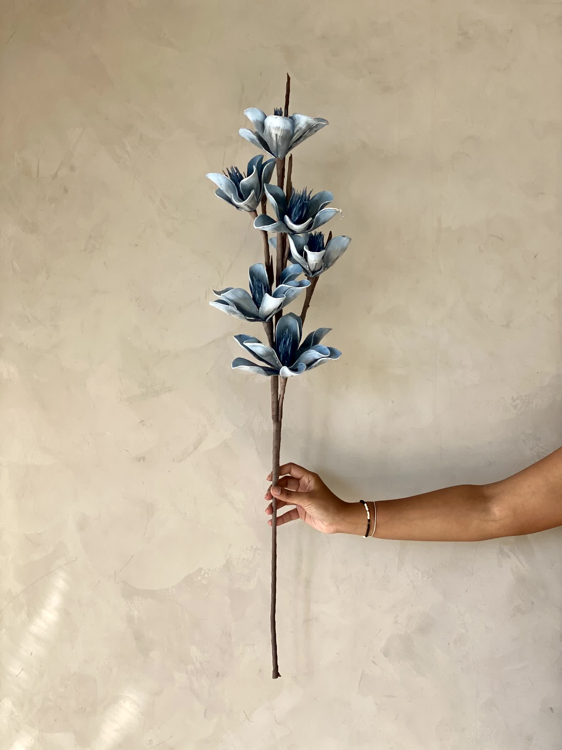 Artificial Lily Magnolia Flower Stem - Blue Ombre (One Stem) - Image 5