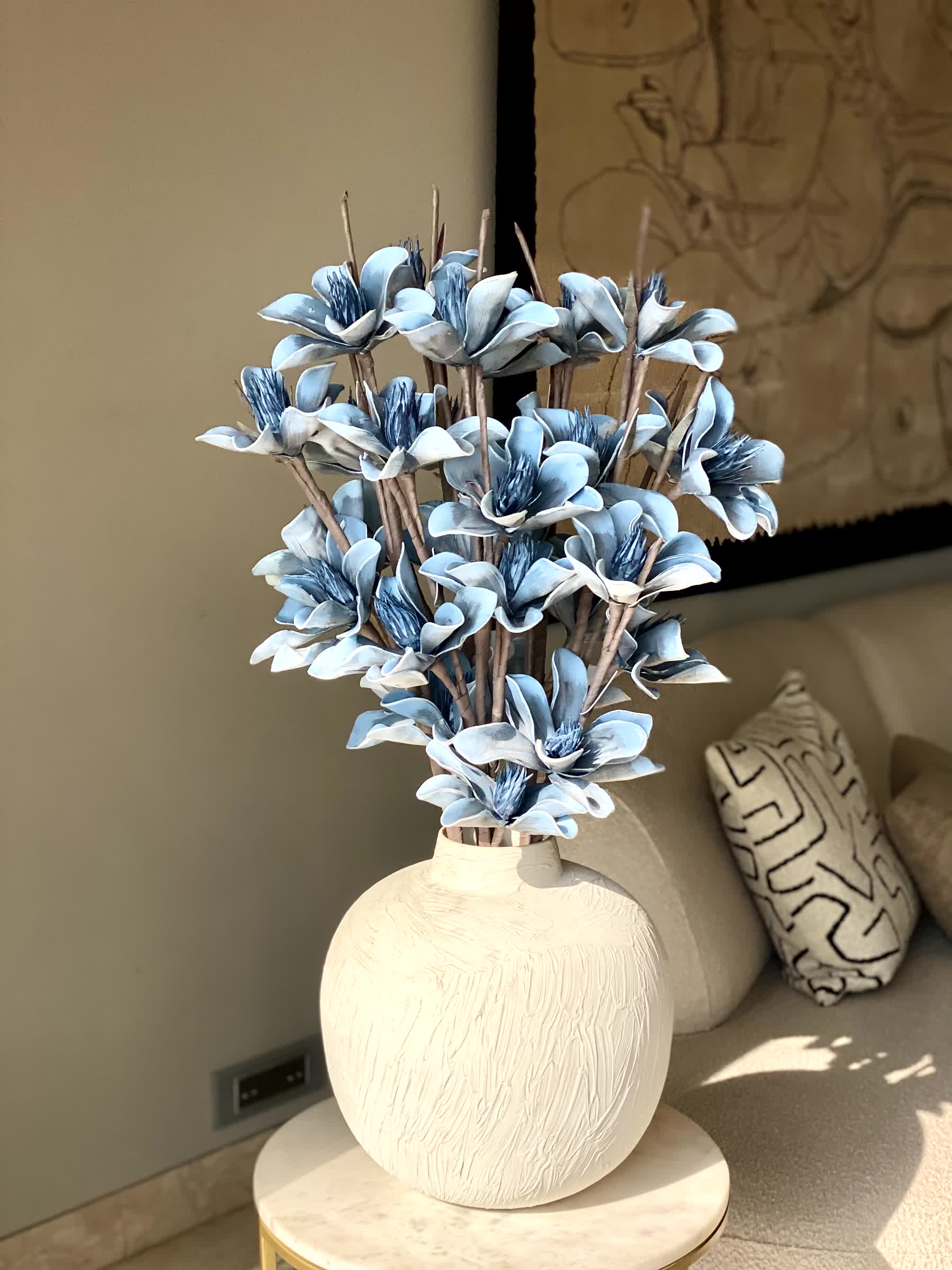 Artificial Lily Magnolia Flower Stem - Blue Ombre (One Stem) - Image 6