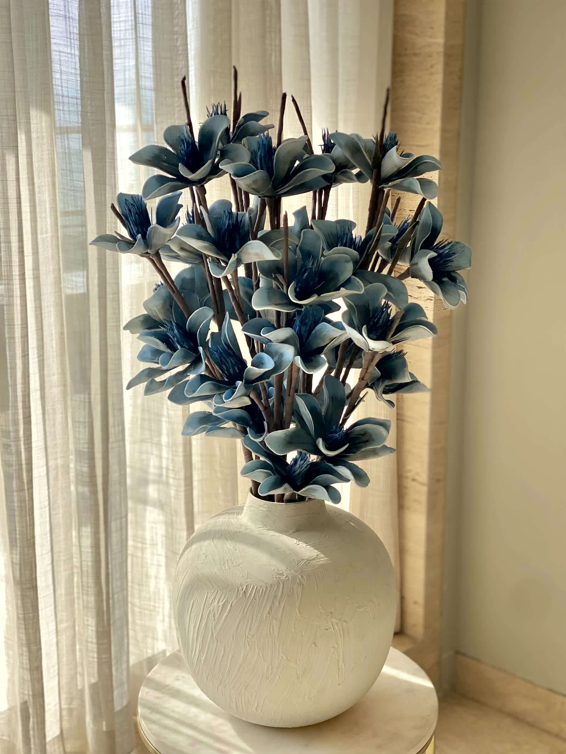 Artificial Lily Magnolia Flower Stem - Blue Ombre (One Stem) - Image 8