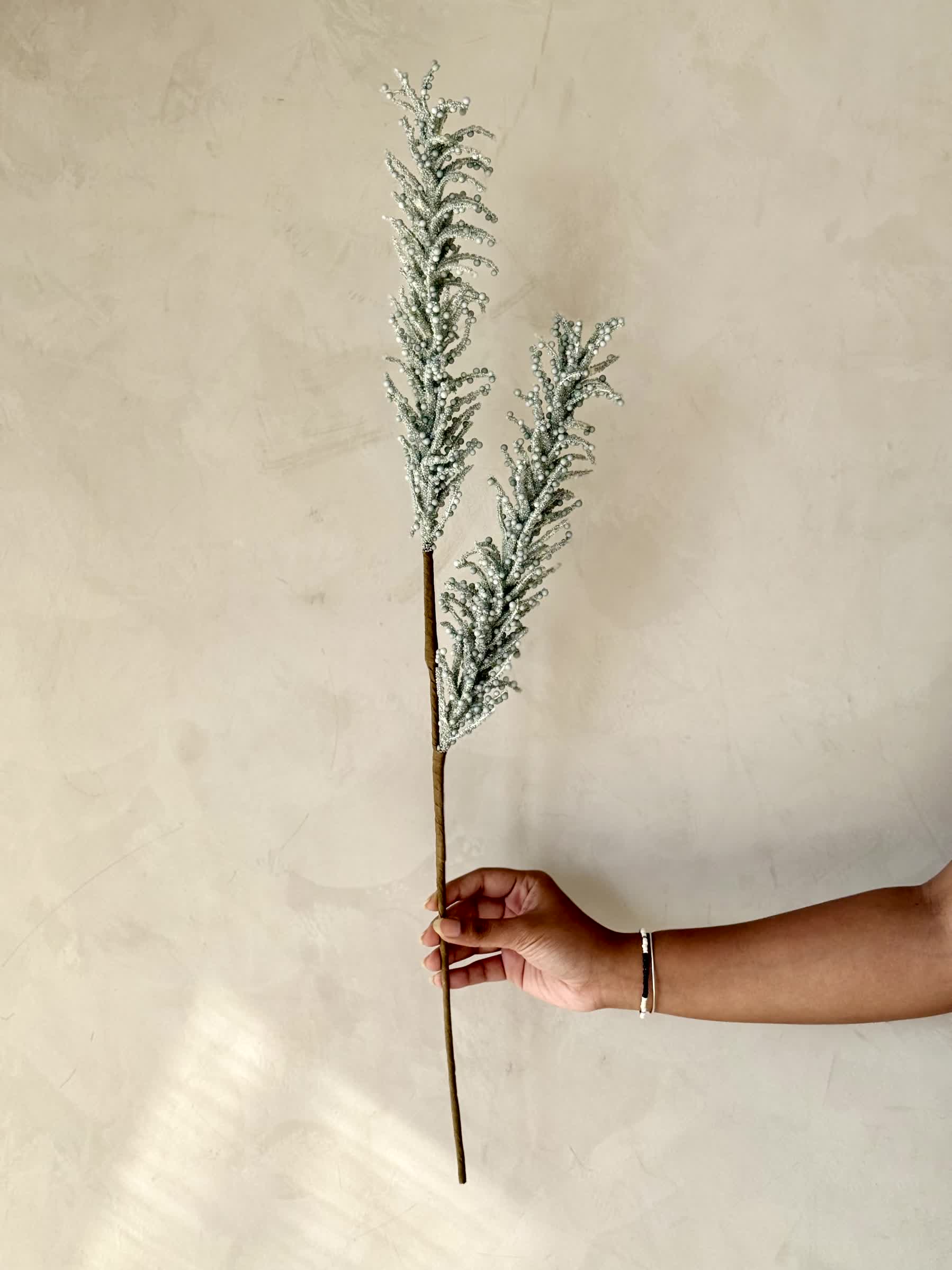 Artificial Pampas Reed Stem - Blue (One Stem) - Image 3