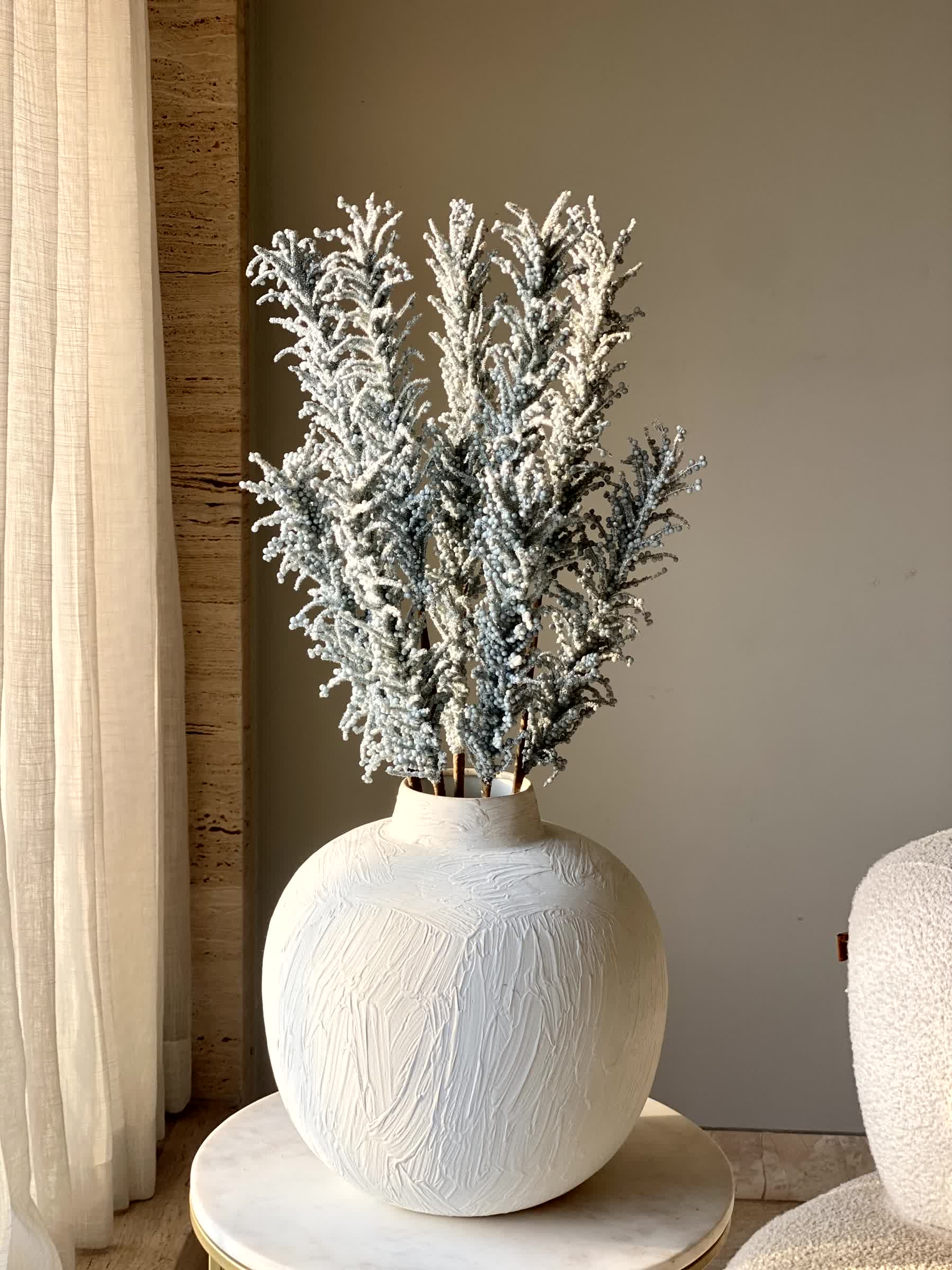 Artificial Pampas Reed Stem - Blue (One Stem) - Image 7