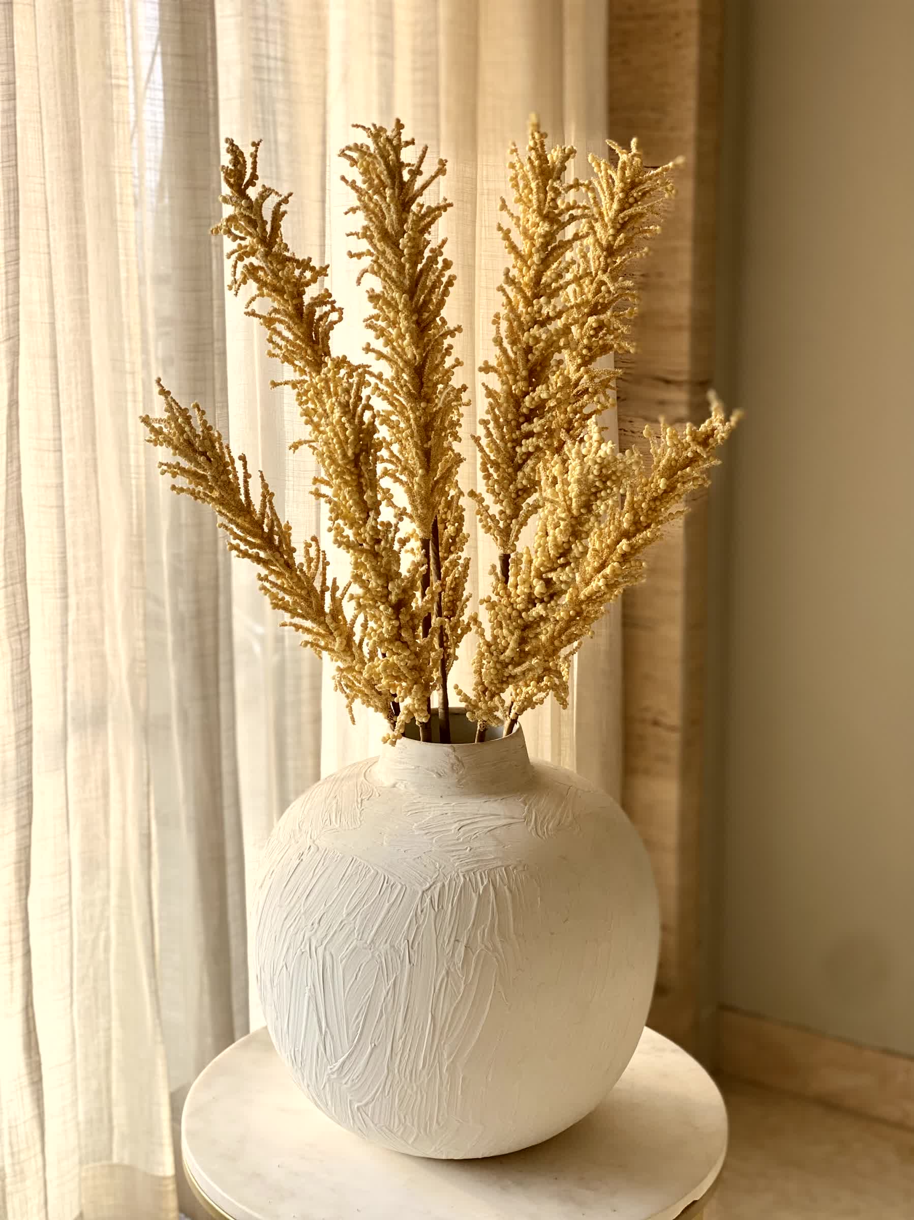 Artificial Pampas Reed Stem - Yellow (One Stem) - Image 4