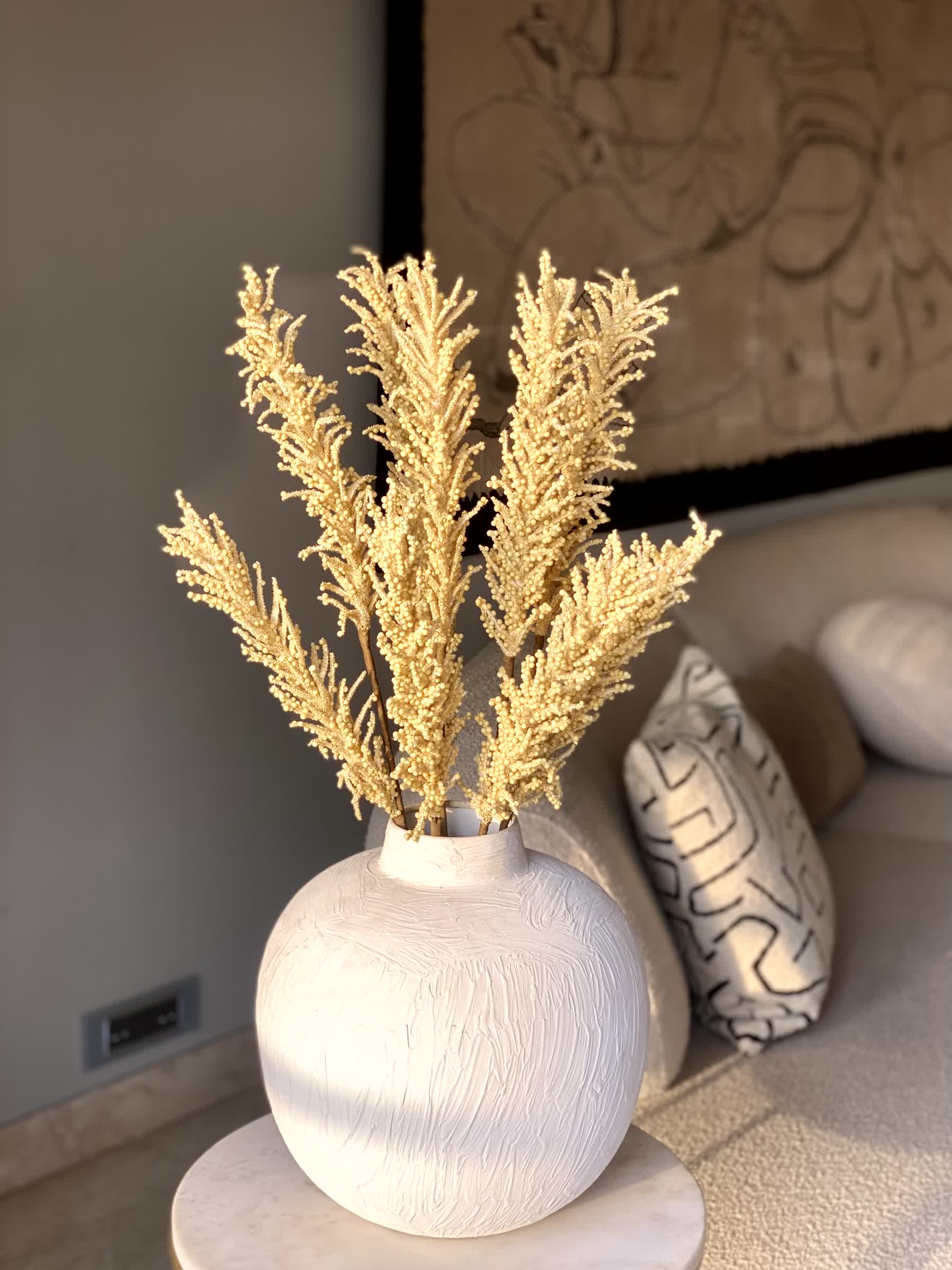 Artificial Pampas Reed Stem - Yellow (One Stem) - Image 6