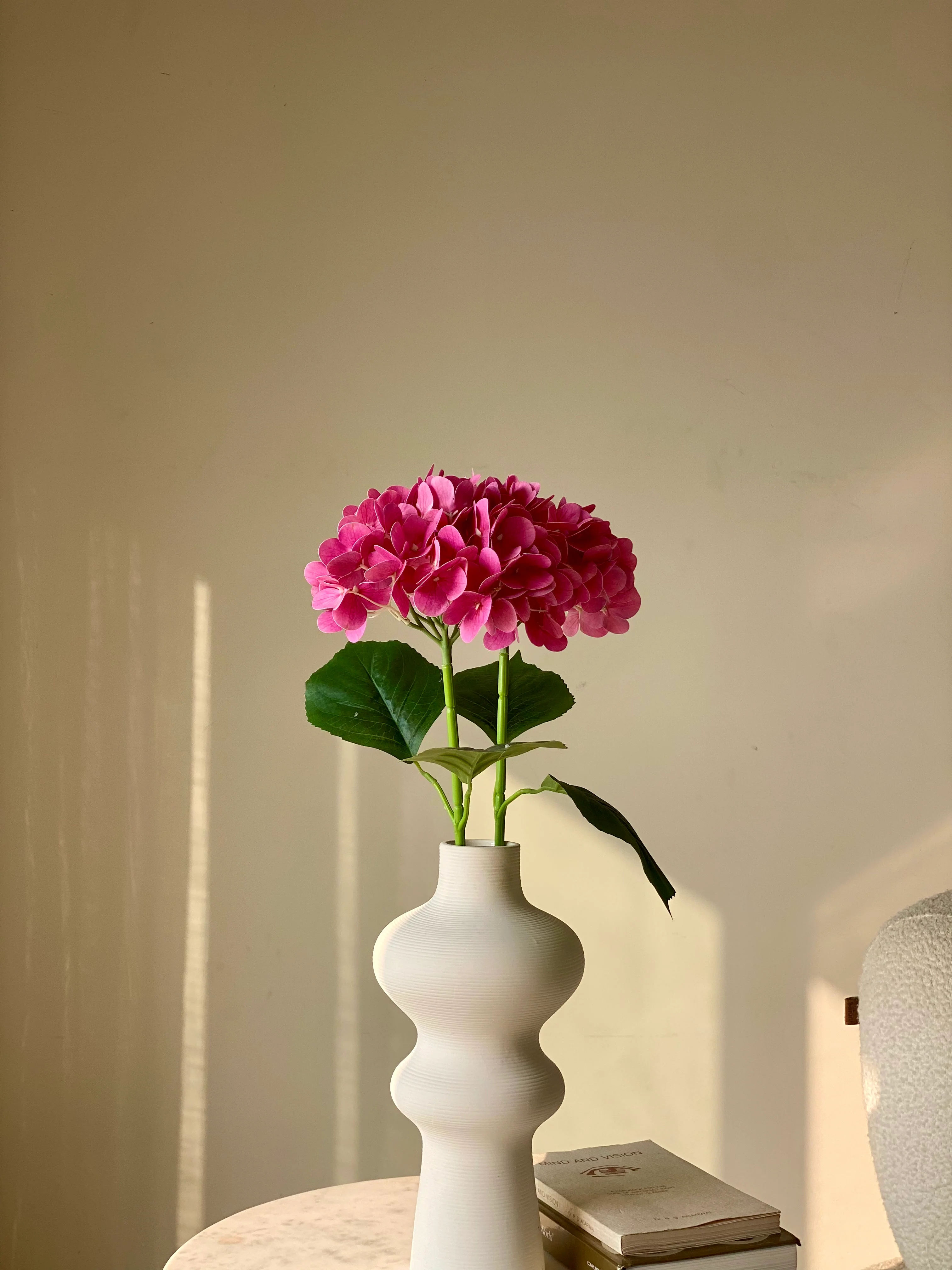 Artificial Pink Hydrangea Flower Stem - Set of 2 - Image 3