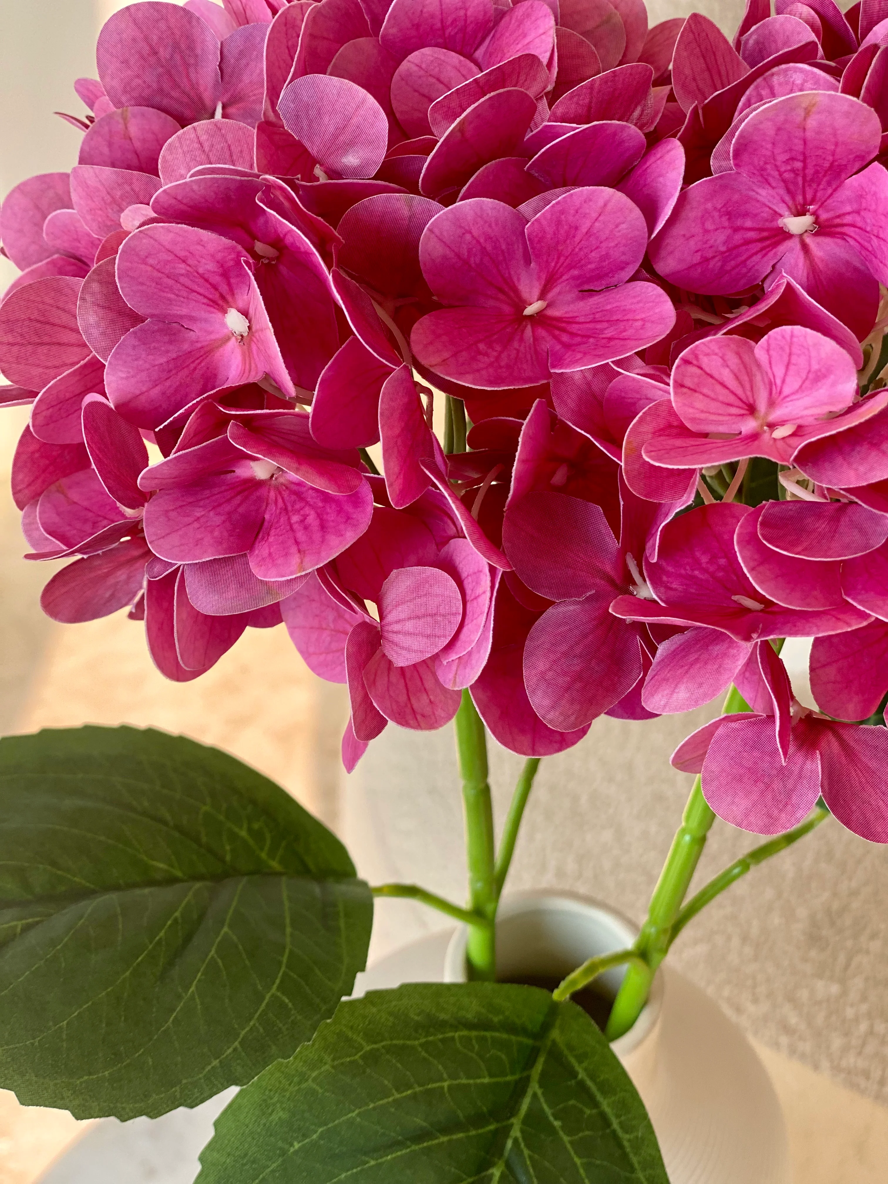 Artificial Pink Hydrangea Flower Stem - Set of 2 - Image 4