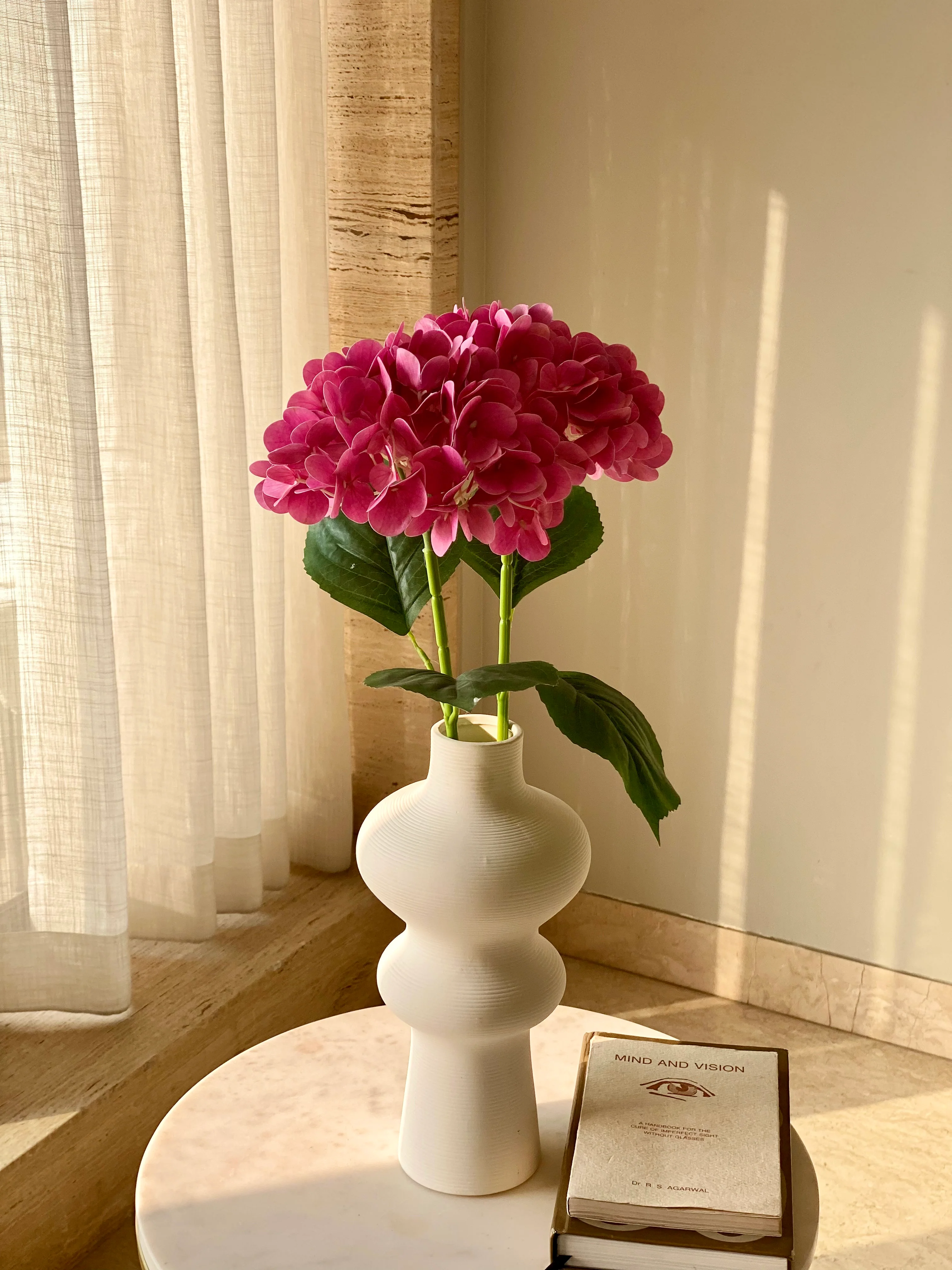 Artificial Pink Hydrangea Flower Stem - Set of 2 - Image 5