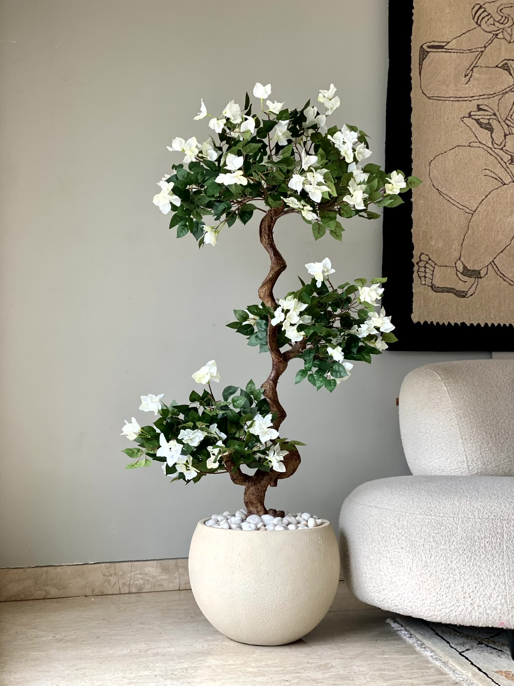 Artificial Twisted White Bougainvillea Tree - 5 Feet - Image 3