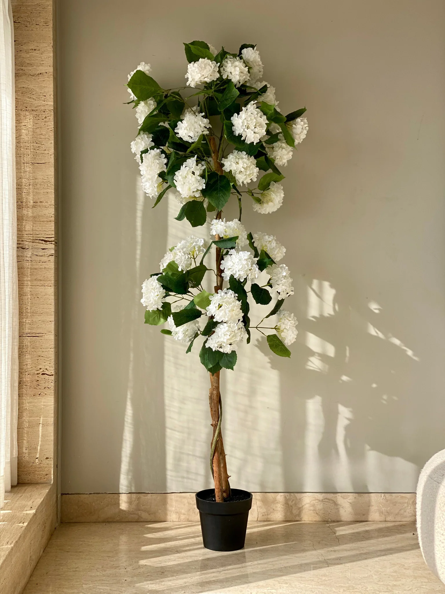 Artificial White Hydrangea Plant - 6 Feet - Image 5