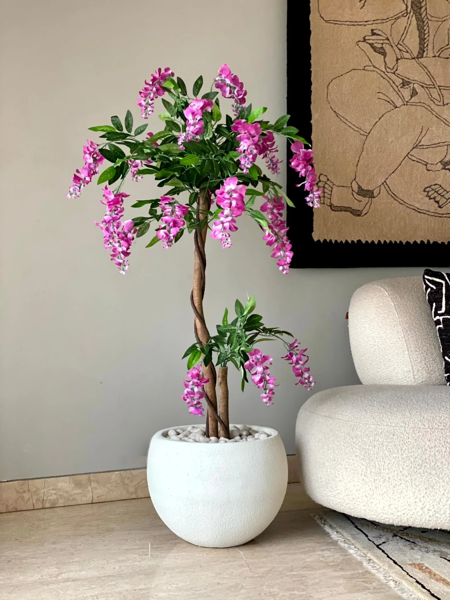Artificial Wisteria Blush Pink Plant - 4 Feet - Image 3