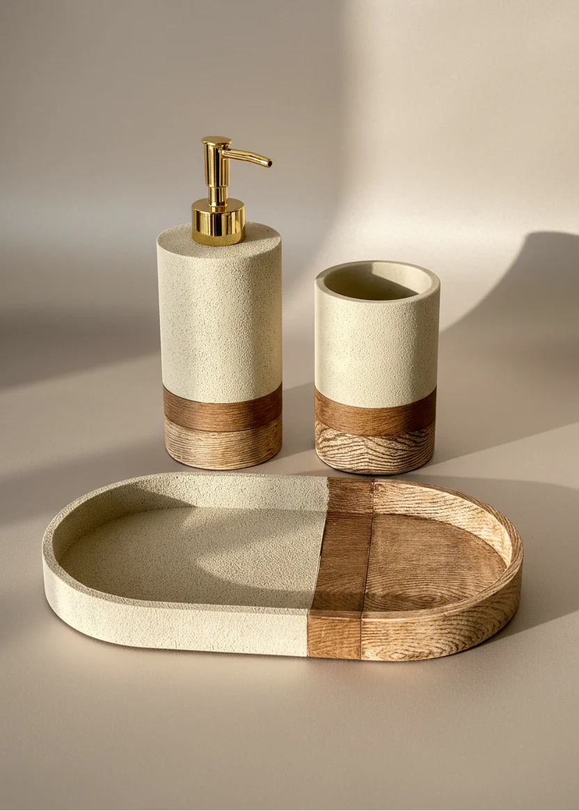 Aurum Dune Bathroom Set - Set of 3 (Beige) - Image 3