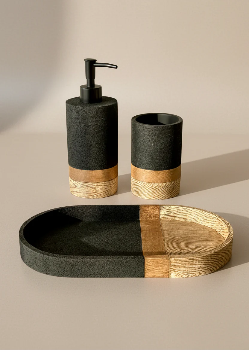 Aurum Dune Bathroom Set - Set of 3 (Black) - Image 3