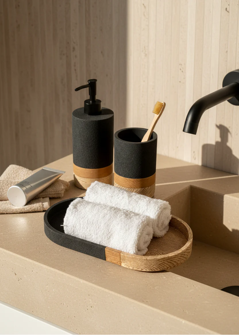 Aurum Dune Bathroom Set - Set of 3 (Black) - Image 5