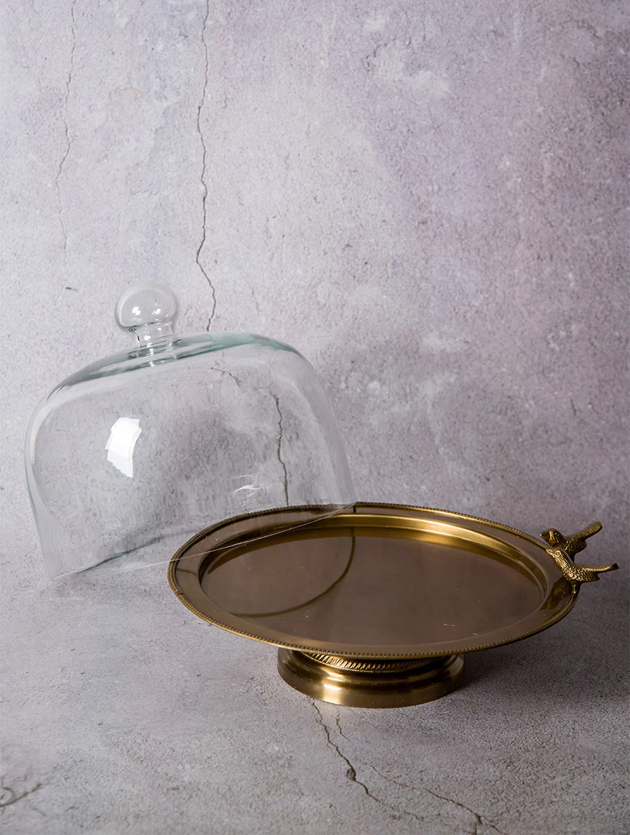 Birdie Cake Stand with Glass Cloche - Image 5