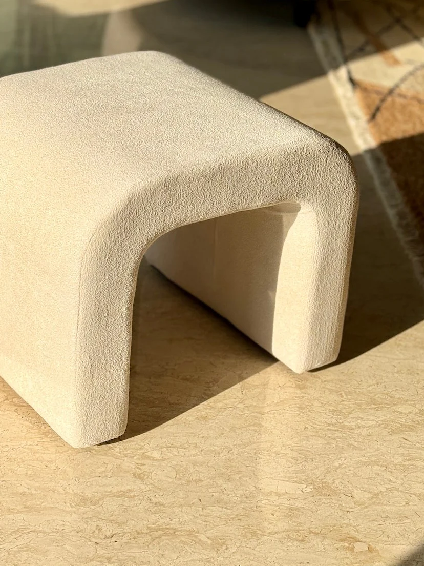 Cascade Curved White Pouffe - Image 7