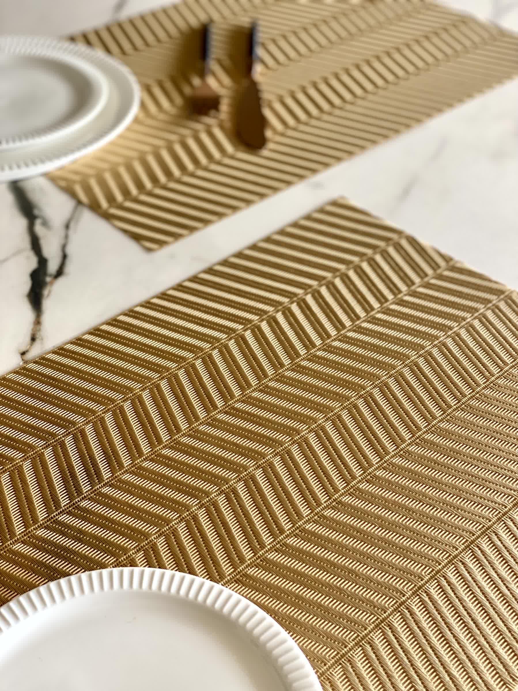 Chevron Table Mats - Gold (Set of 6) - Image 2