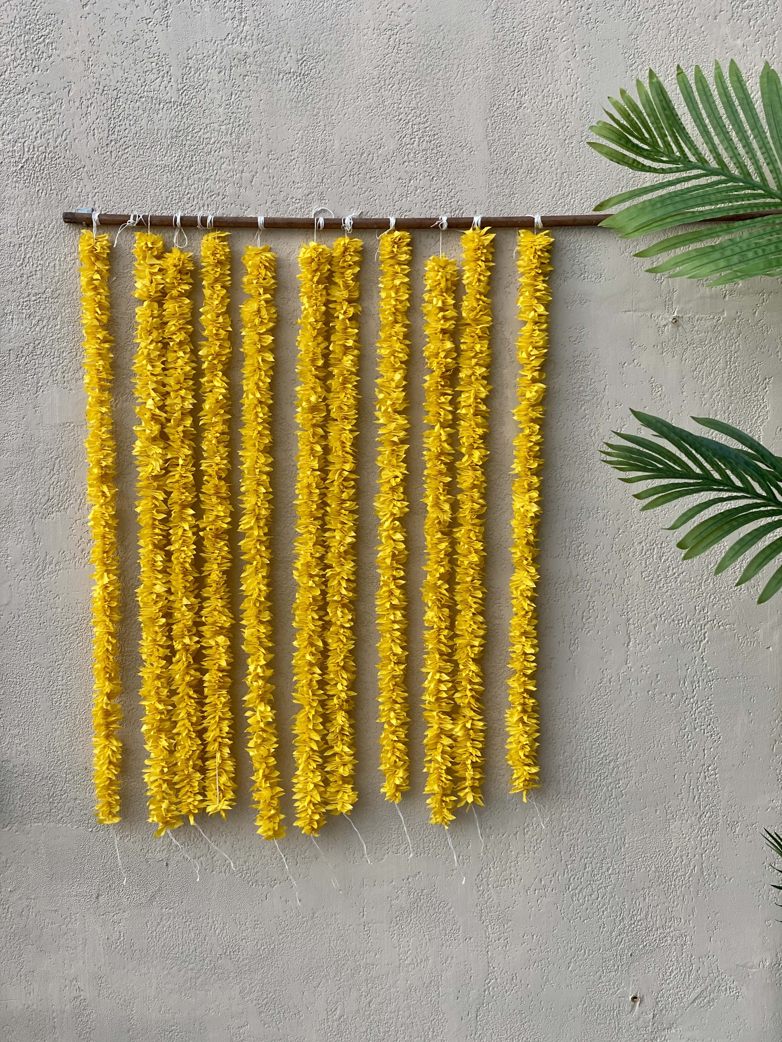 Decorative Artificial Yellow Gajra - Set Of 12 (3 Feet) - Image 6