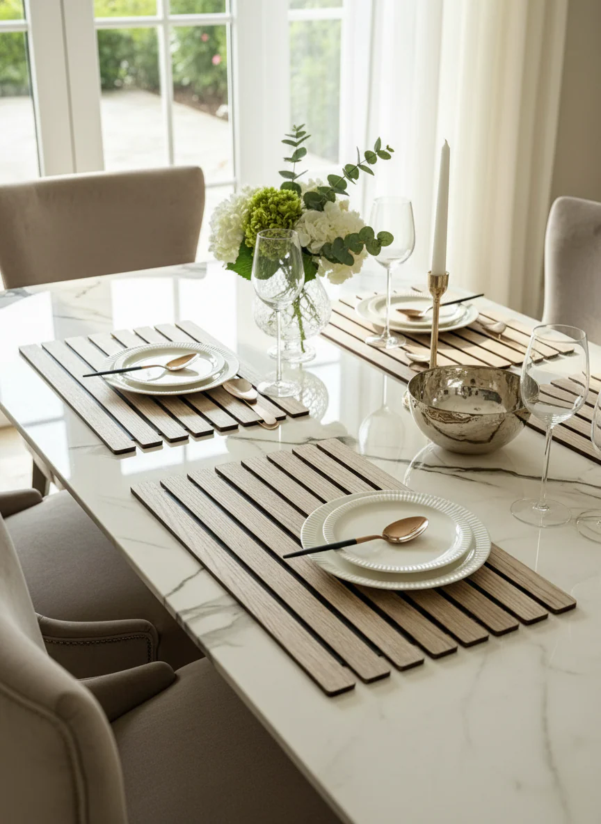 Elm Foldable Table Mats (Set of 2) - Cream - Image 6