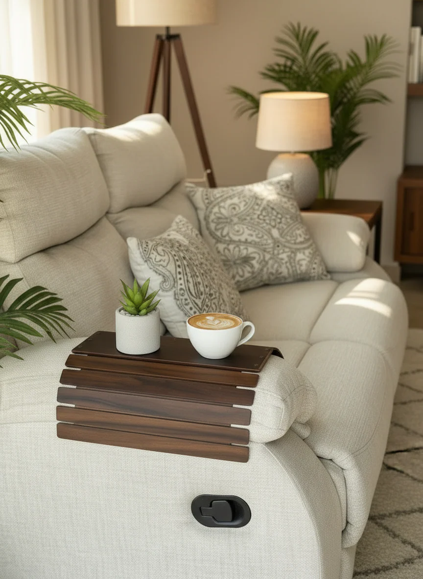 Elm Sofa Armrest Tray - Dark Brown - Image 5