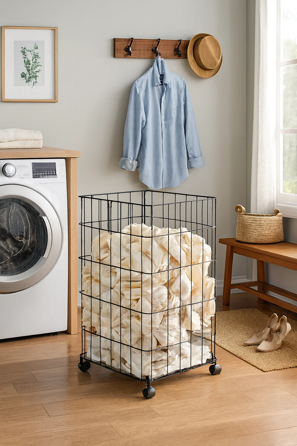Foldable Laundry Basket - White - Image 6