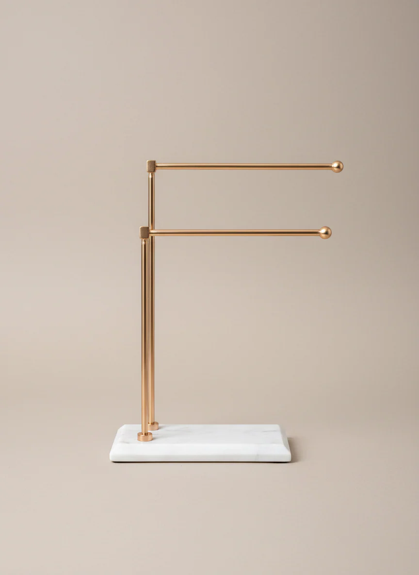Melrose Hand Towel Stand - White & Rose Gold - Image 3