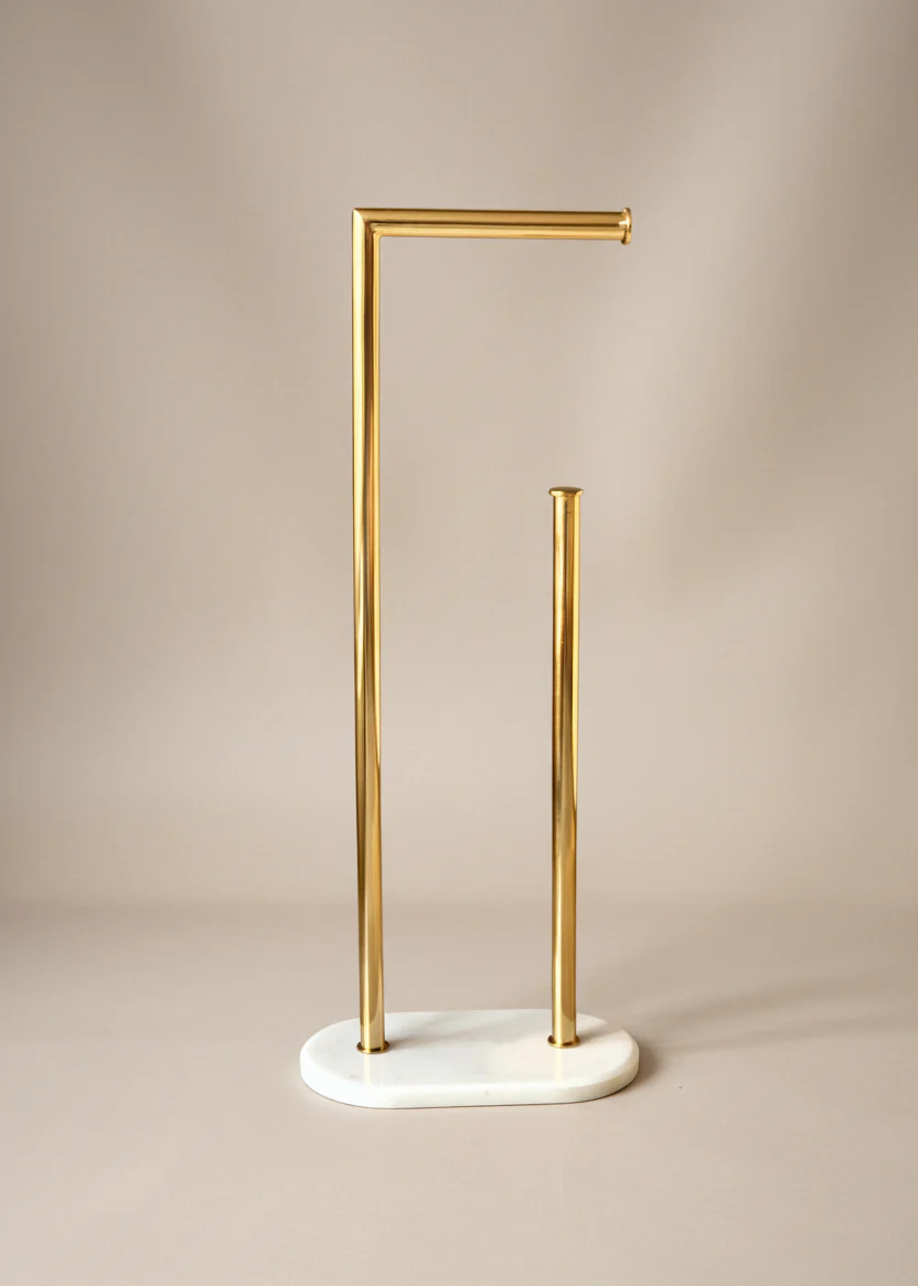 Melrose Toilet Roll Holder - White and Gold - Image 3