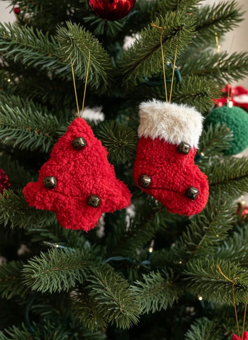 Red Tree & Stocking Hanging- Set of 2