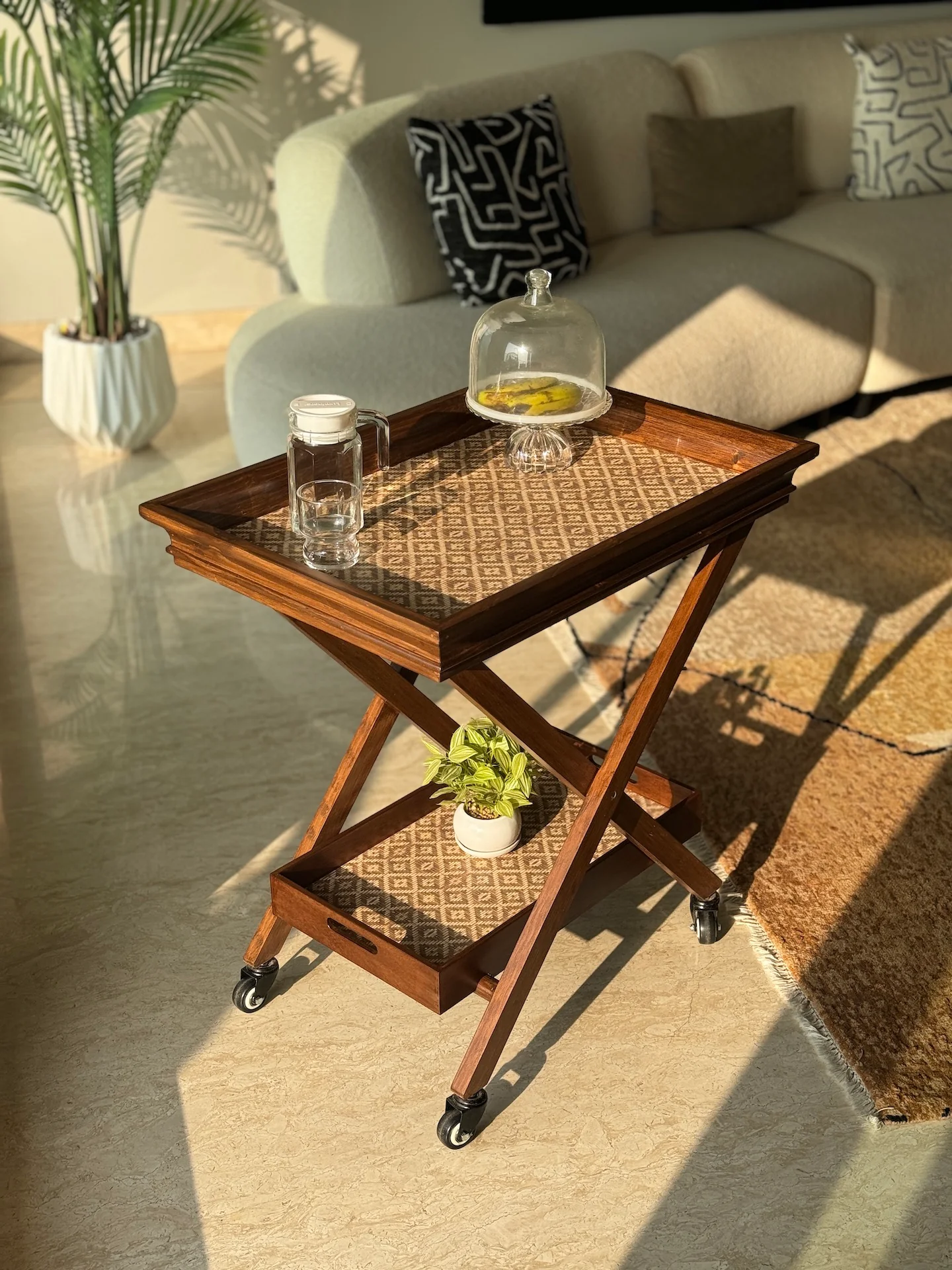 Mirage Brown Cane Butler Trolley - Image 3