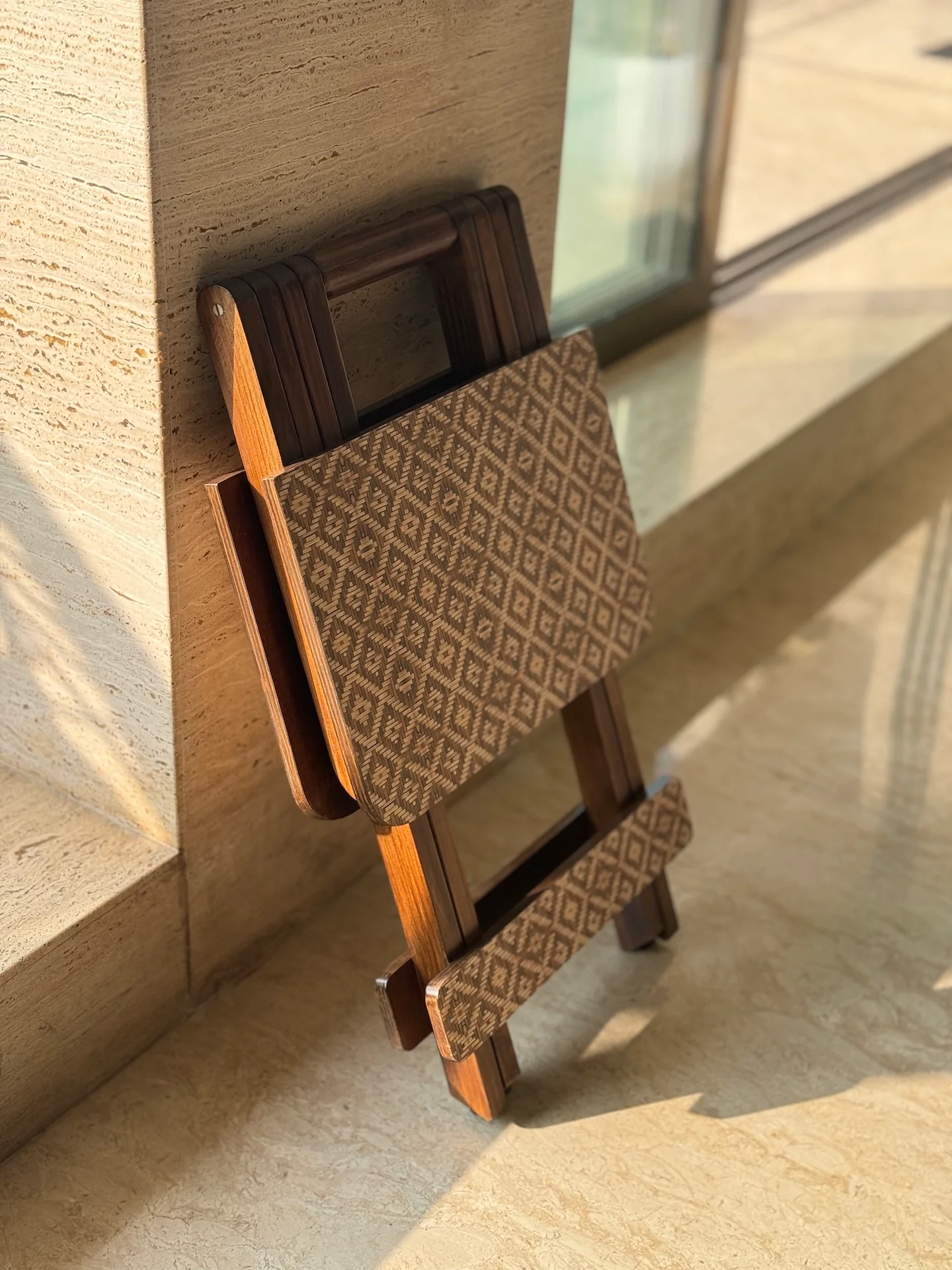 Mirage Brown Cane Folding Table - Image 3