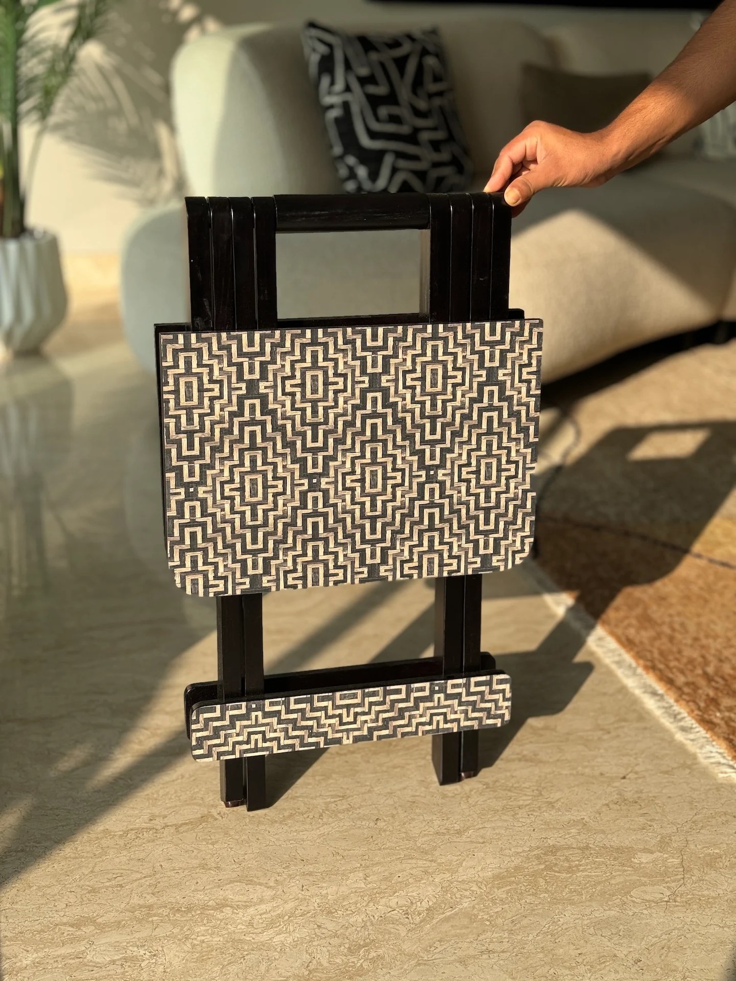 Noir Black Cane Folding Table - Image 3
