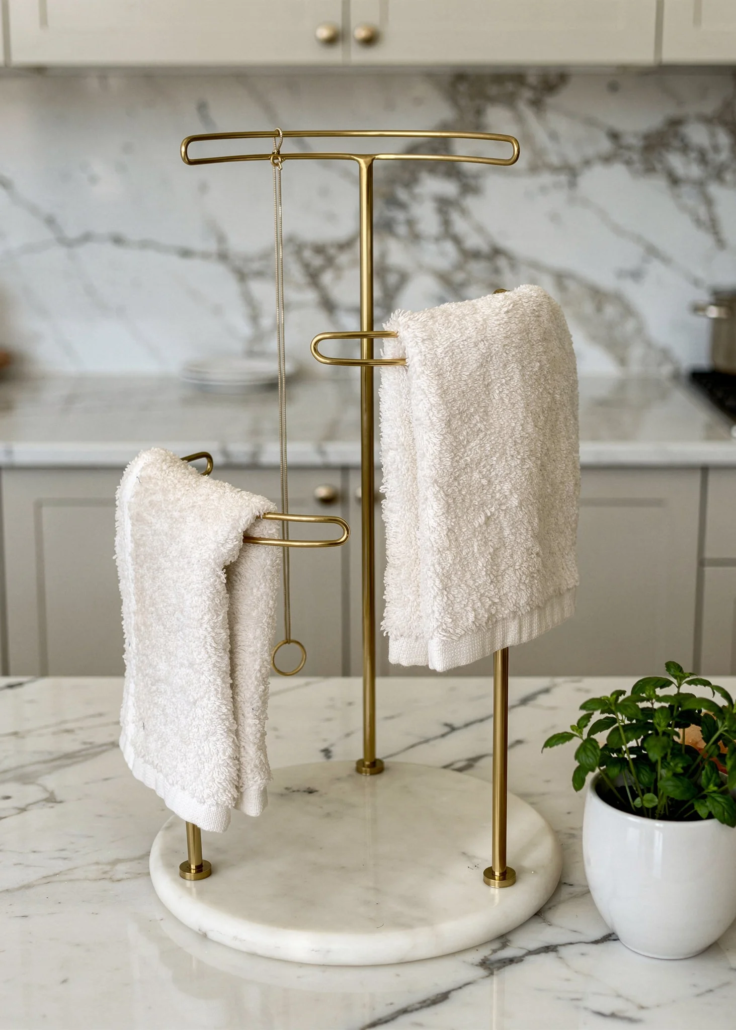 Opal Hand Towel Stand - White & Gold - Image 6