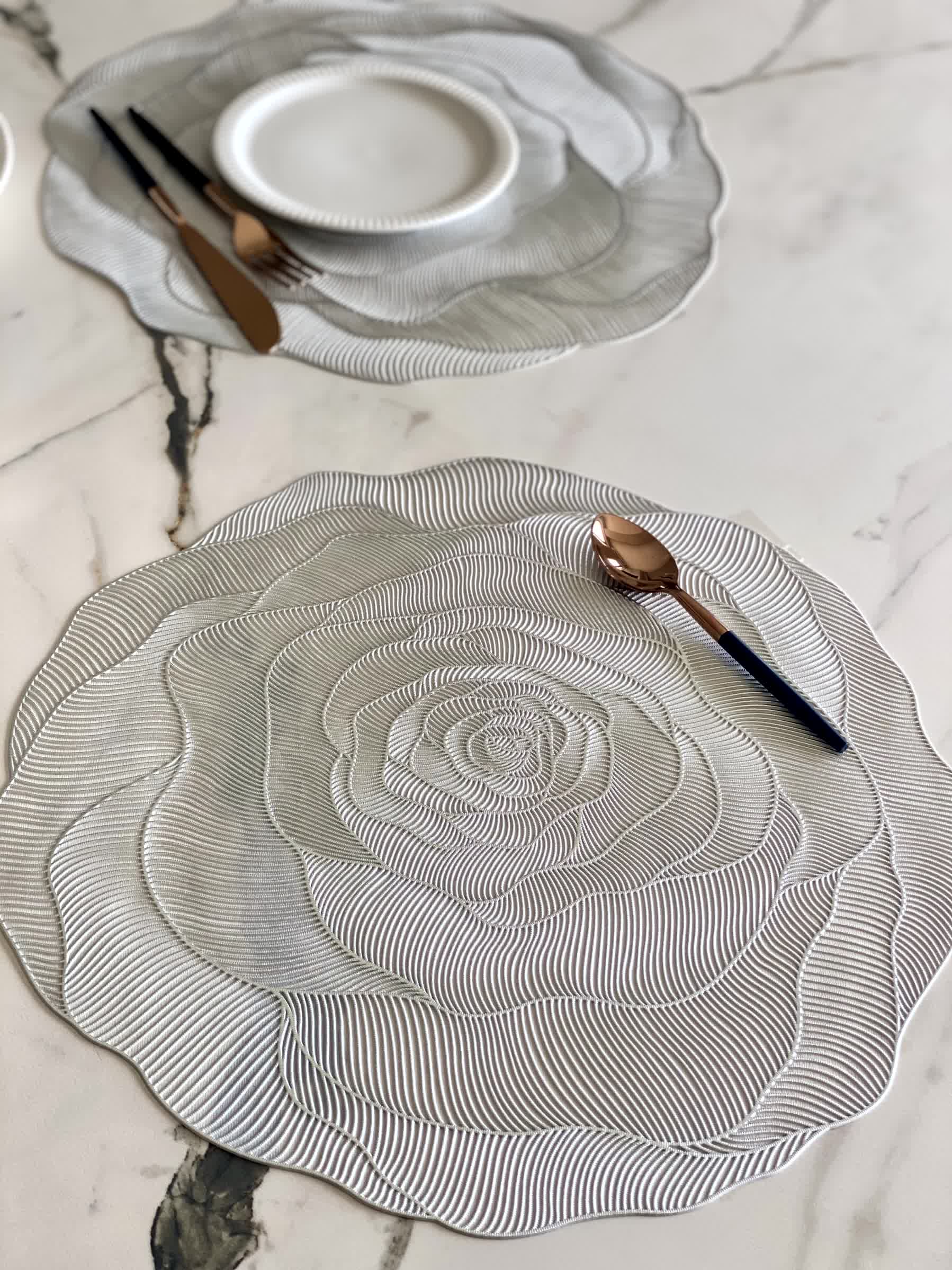 Rose Table Mats - Silver (Set of 6) - Image 4