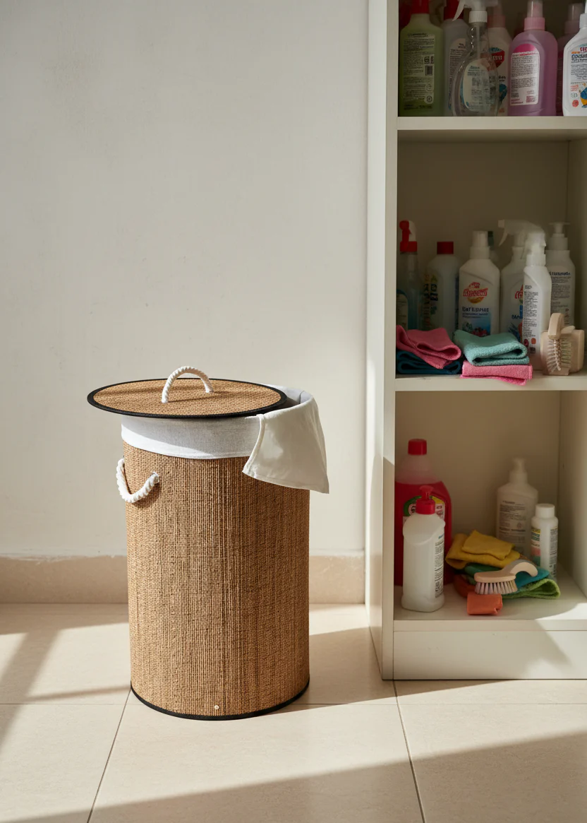 Savanna Laundry Basket - White & Brown - Image 4
