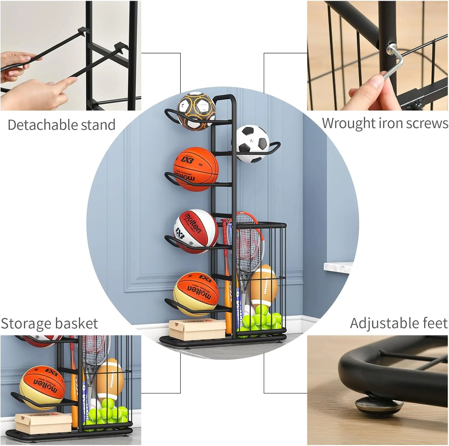 SportsNest Pro Organizer Rack_ Black - Image 6