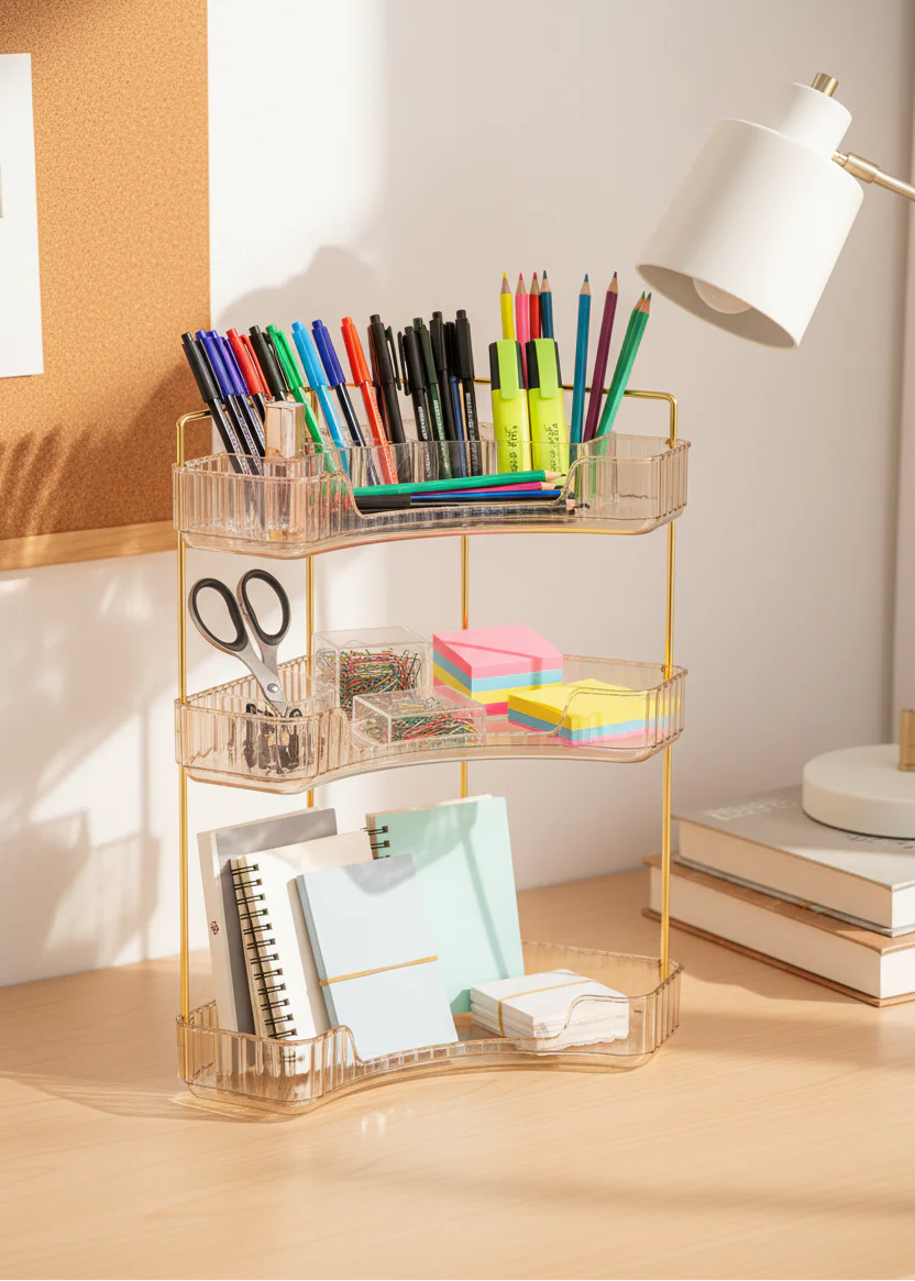 Three Tier Corner Cosmetic Storage Rack - Amber - Image 6