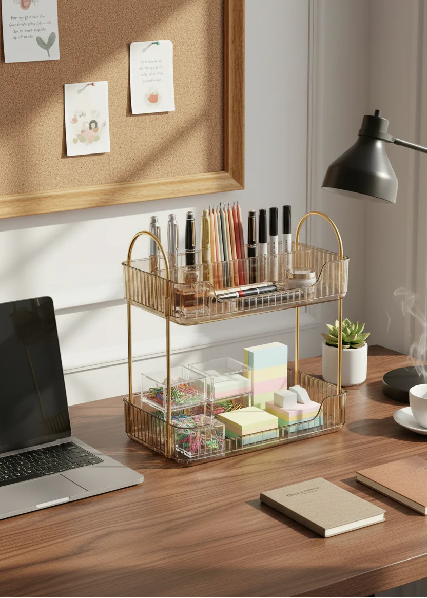 Two Tier Cosmetics Organiser - Amber - Image 5