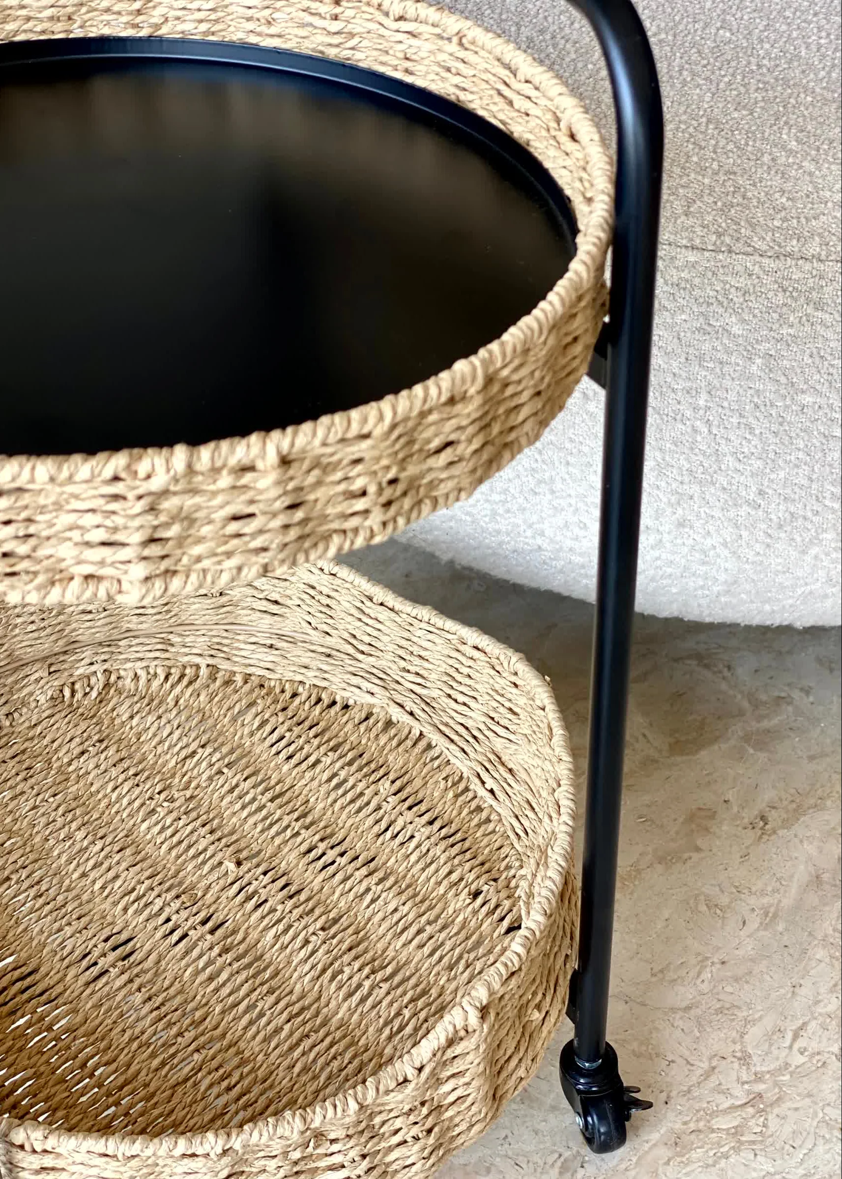 Two-Tier Rattan Trolley - Image 7
