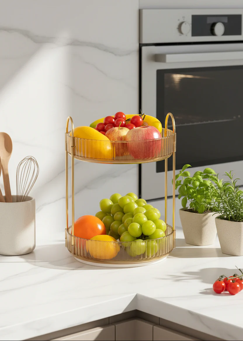 Two Tier Rotating Makeup Organiser - Amber - Image 7