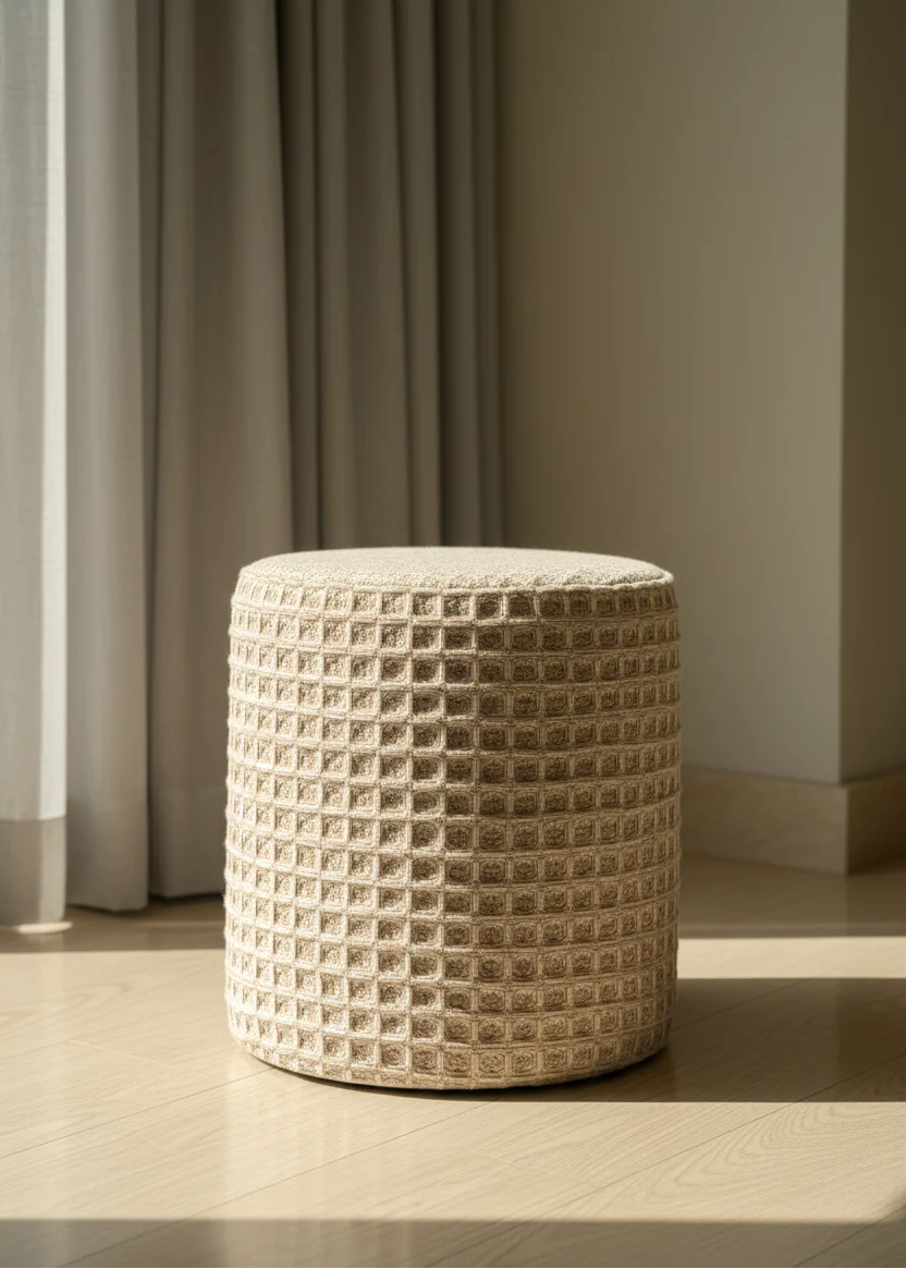 Wilson Waffle Pouffe - Beige - Image 4